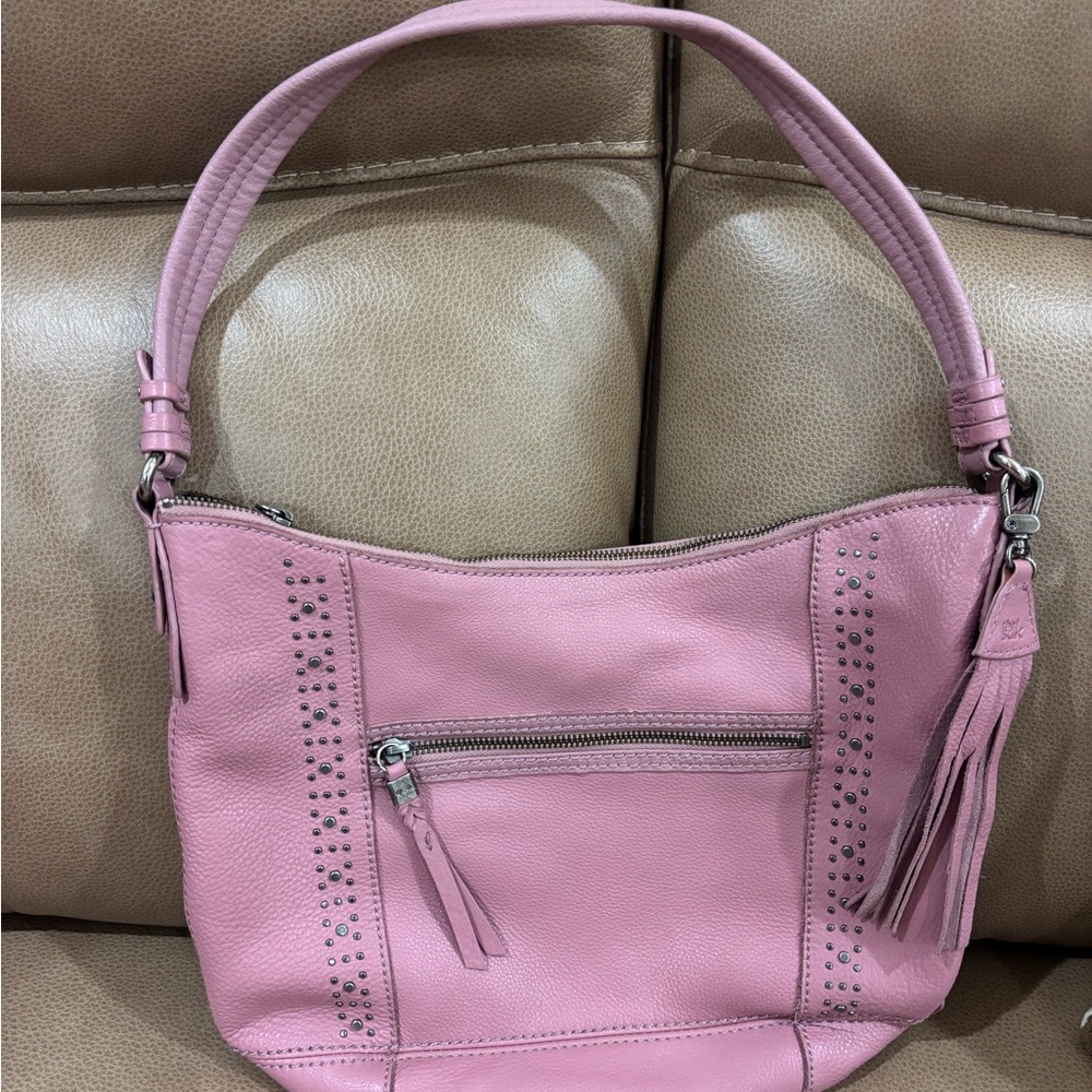 Sak Pink Leather Shoulder Bag with Stud Accents